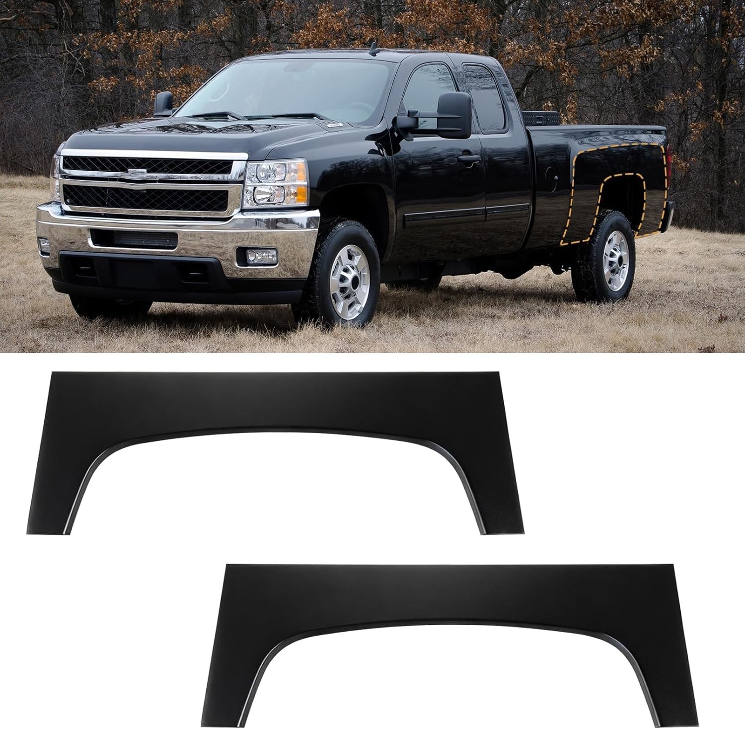 2 Pcs Rear Wheel Arch Repair Panel Fit For 2007-2013 Chevy Chevrolet Silverado 1