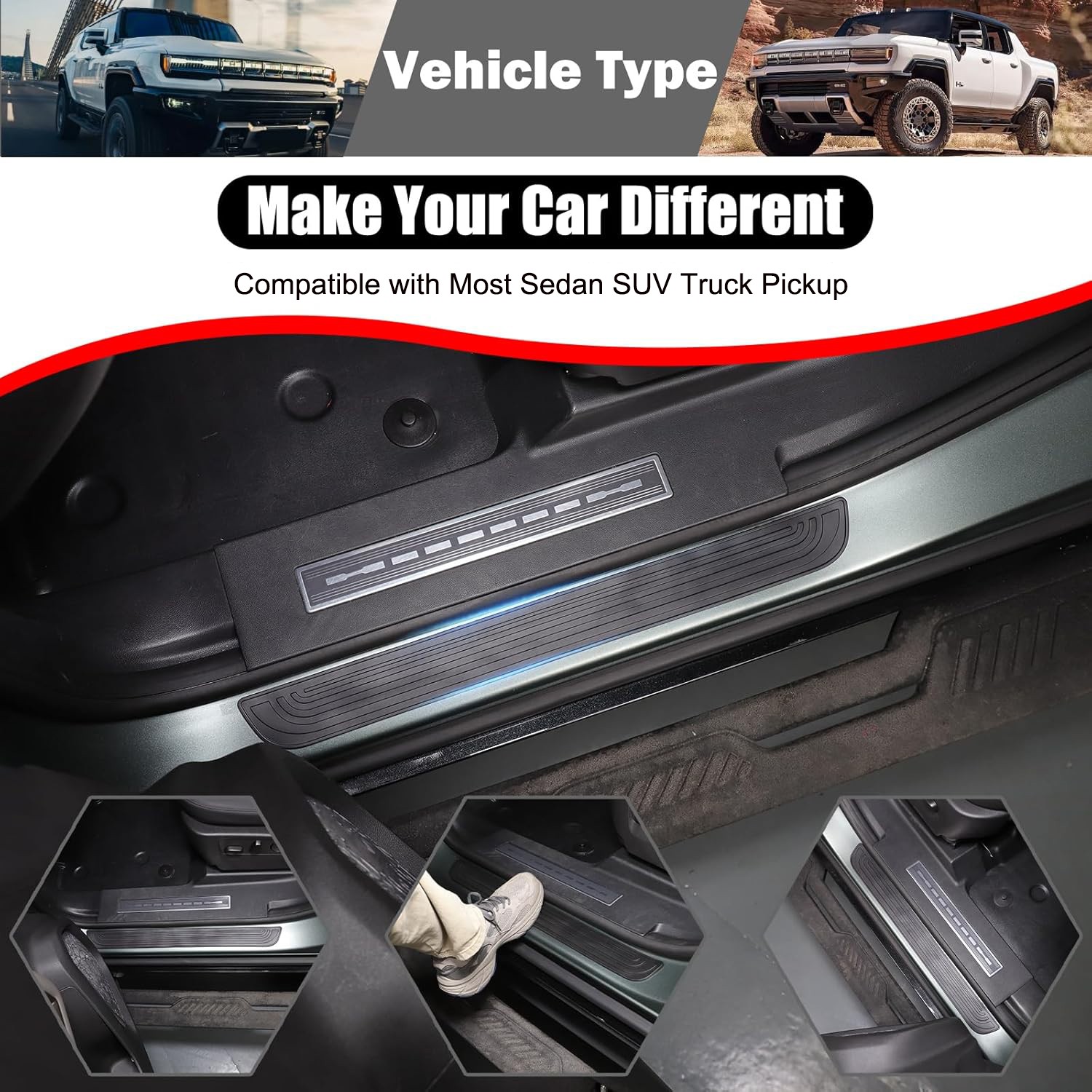 4Pcs Anti-Scratch Door Sill Protection PVC Threshold Guards Universal for Lexus