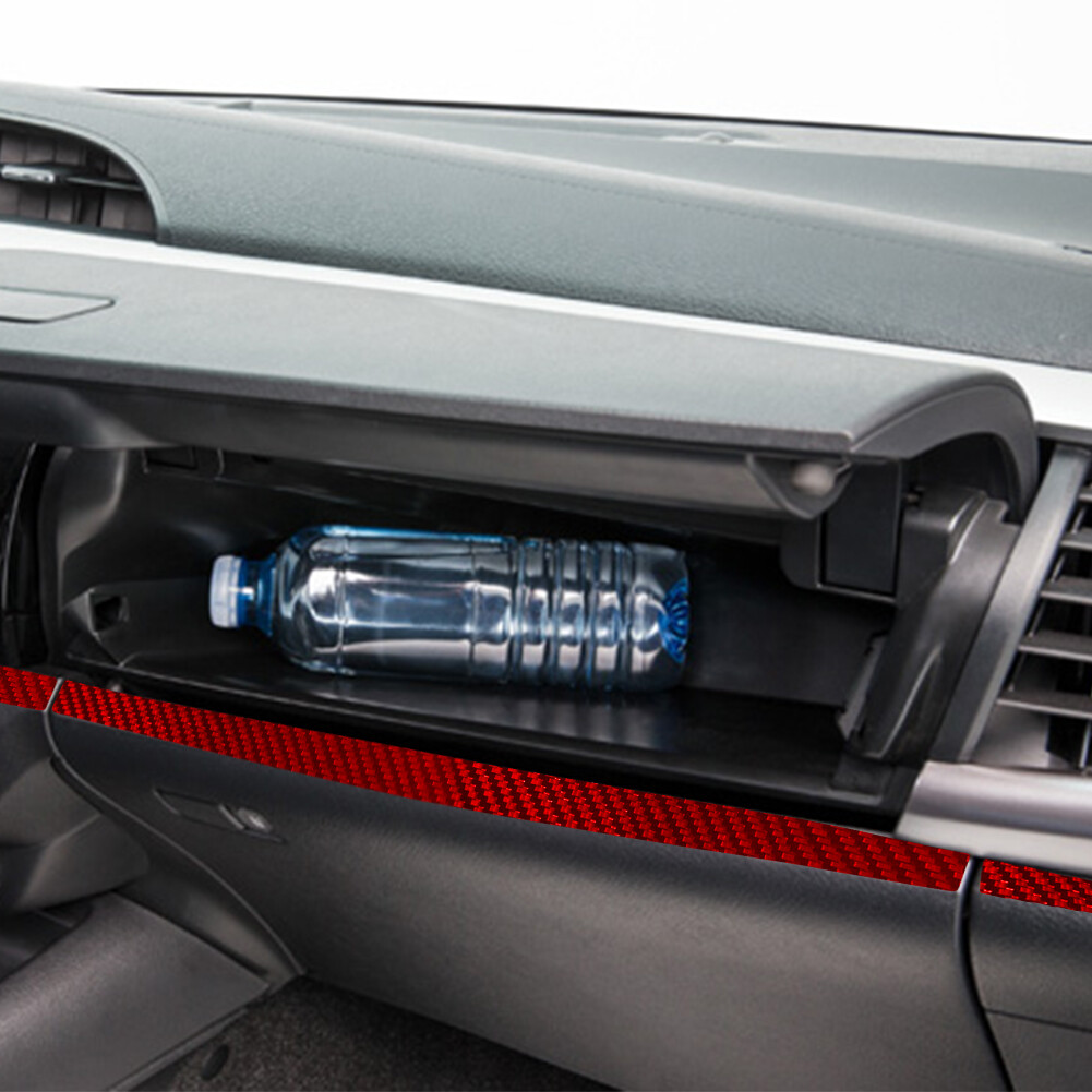 Red Carbon Fiber Interior Console Dashboard Cover Trim Strip For Toyota Hilux