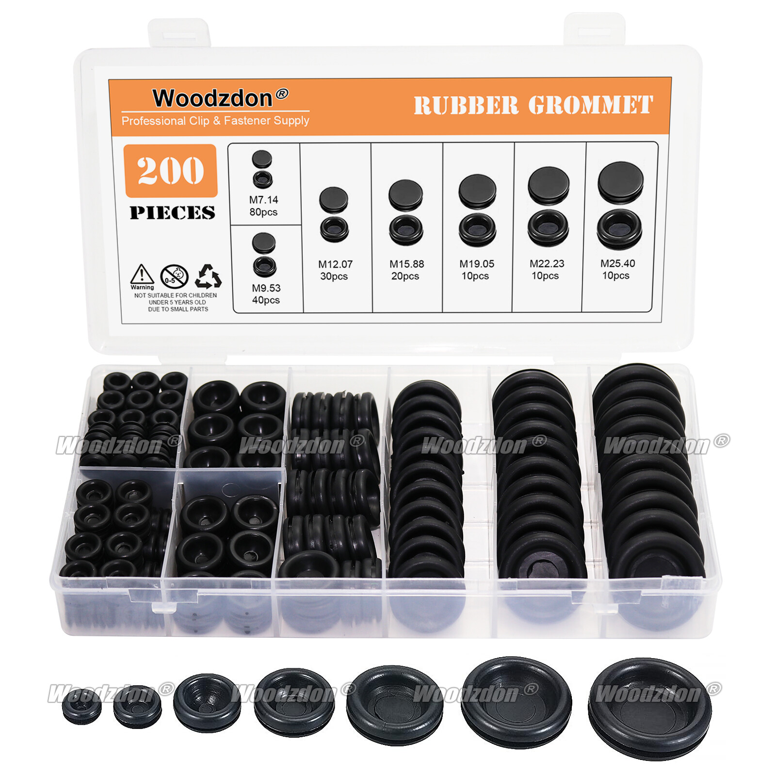 200pcs Rubber Grommet Assortment Sheet Metal Auto Body Firewall Hole Plug Kit