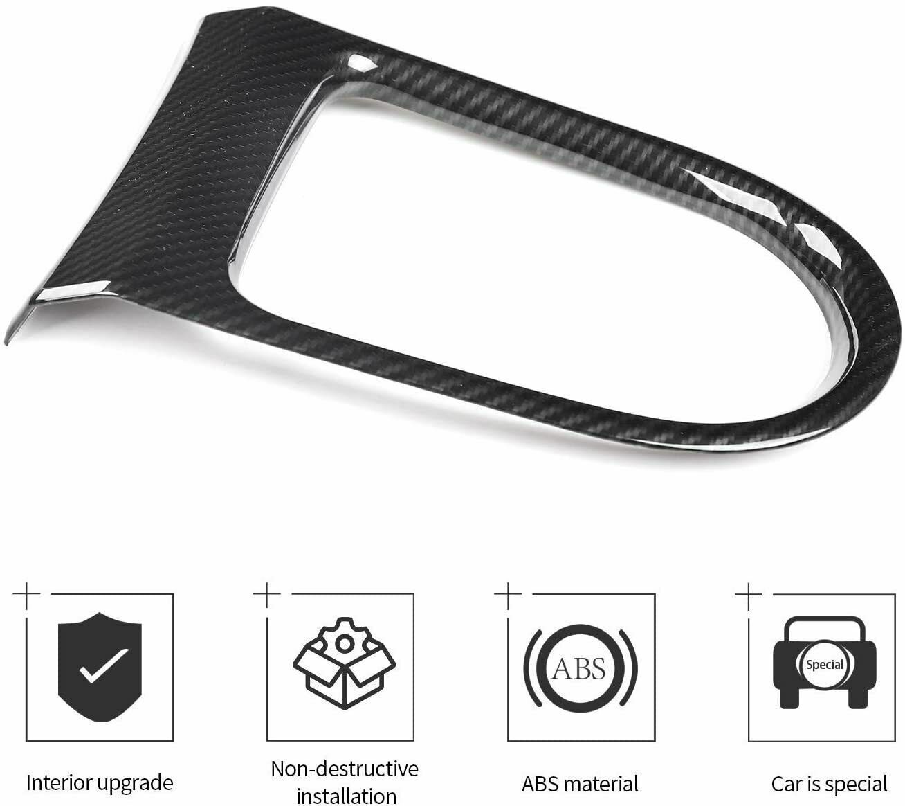 Carbon Fiber Cup Holder Insert &Gear Shift Frame Trim Cover for Ford Mustang 15+