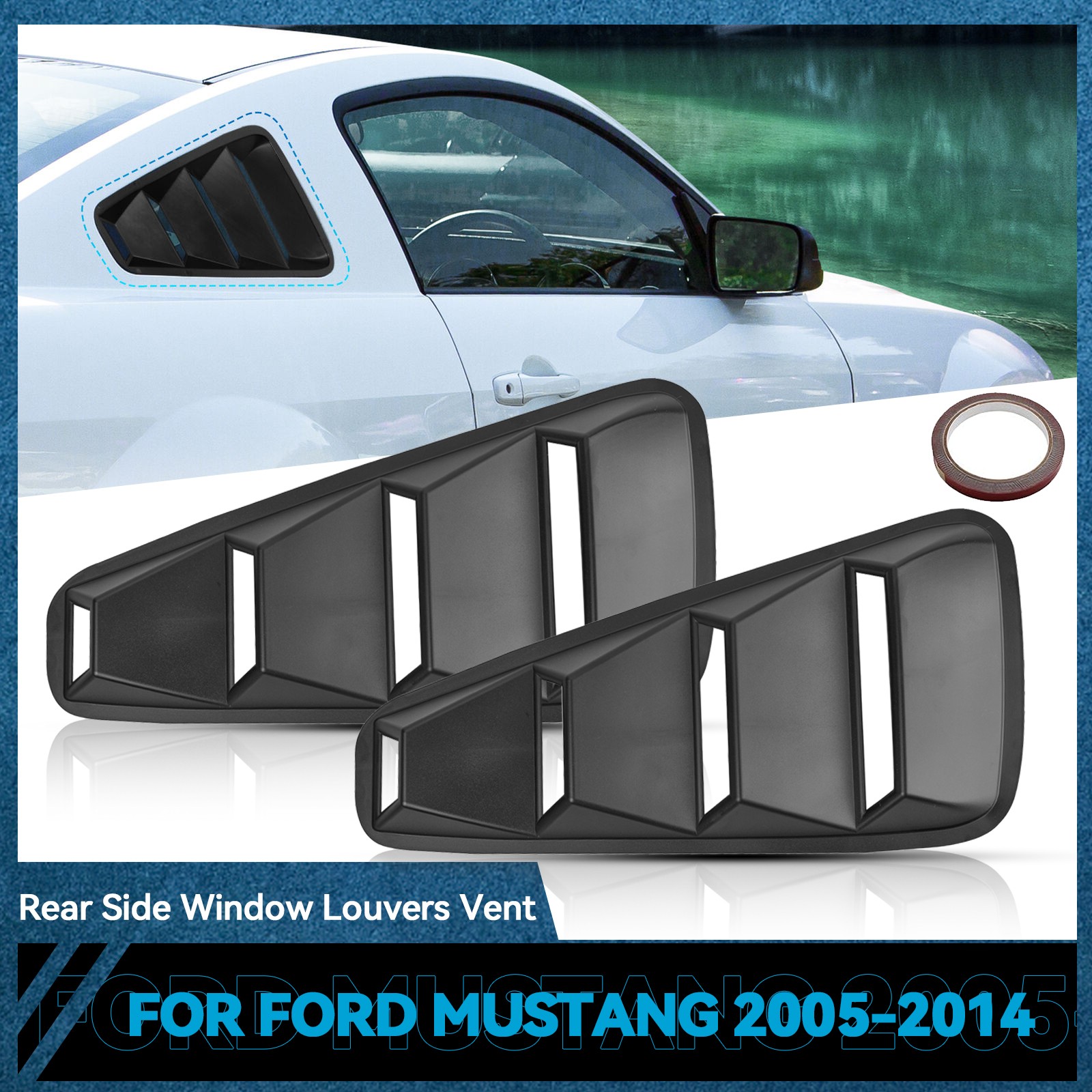 For Ford Mustang Side Vent Window 1/4 Quarter Scoop Louver Cover Accessories Car