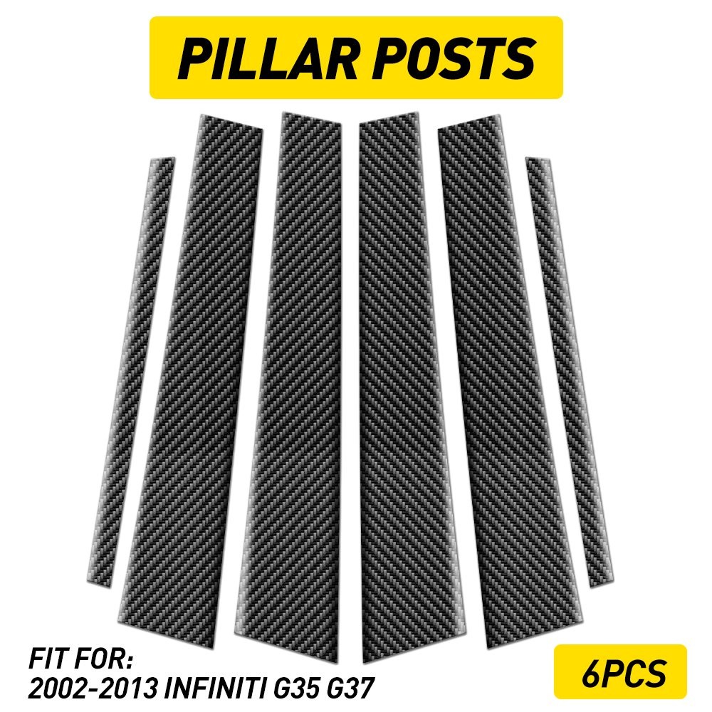 For Infiniti G35 G37 2002-2013 Carbon Fiber Window Pillar Posts Door Trim 6x EXC