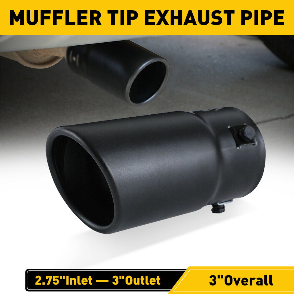 Car Auto Exhaust Tip Pipe Rear Tail Throat Muffler Steel Stainless Bent Black