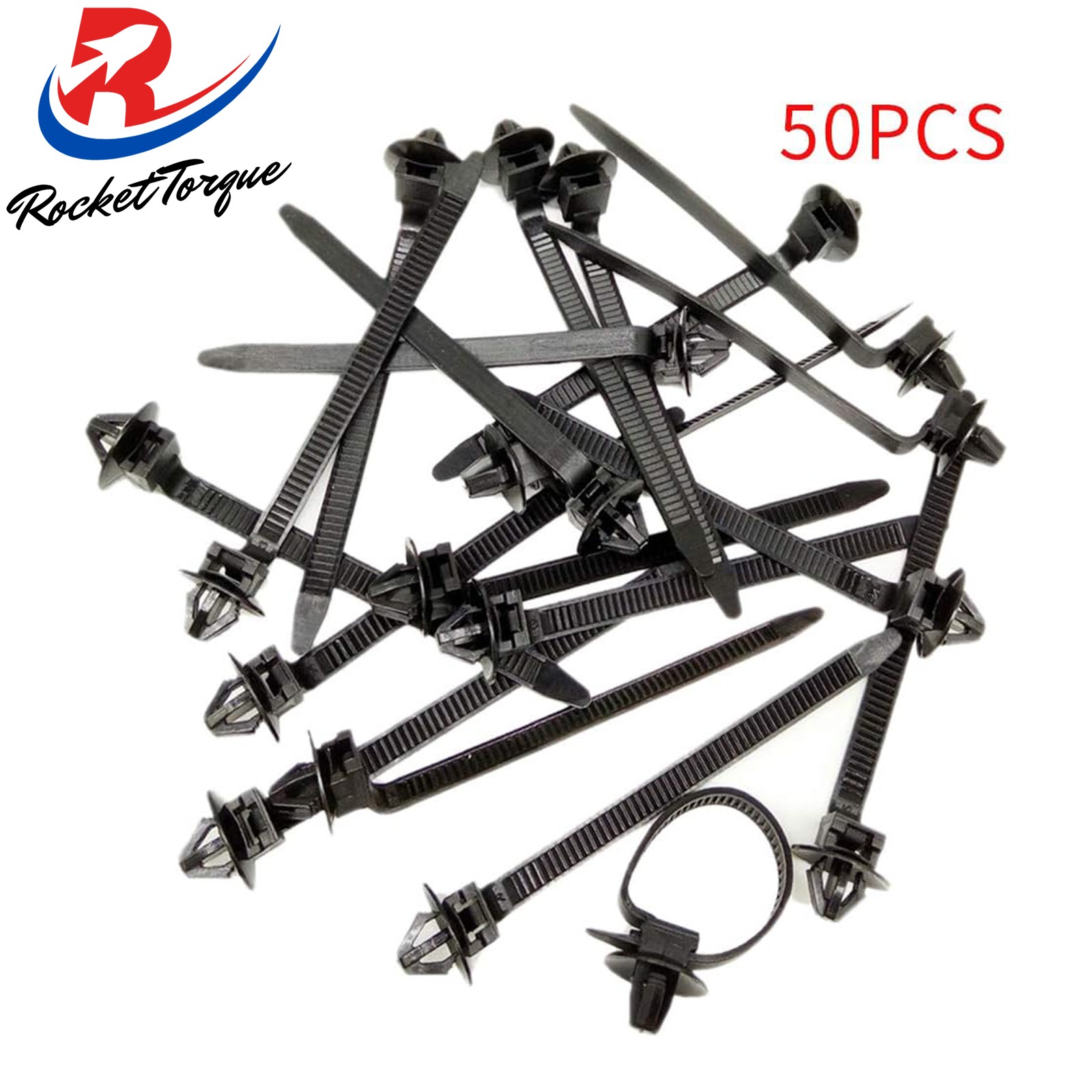 50Pcs Nylon Car Cable Strap Push Mount Wire Tie Retainer Clip Clamp Accessory