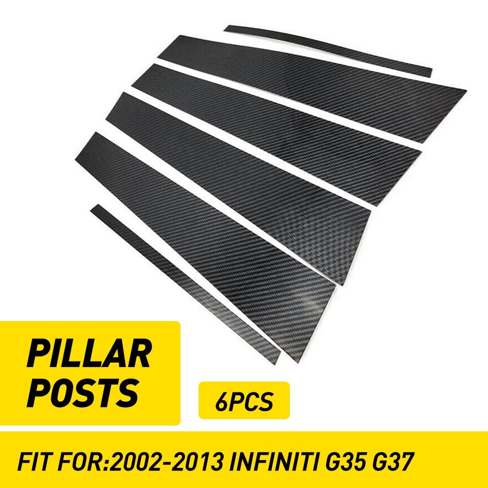 For Infiniti G35 G37 2002-2013 Carbon Fiber Window Pillar Posts Door Trim 6x EXC