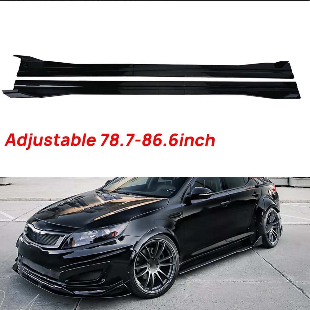 78”- 86″ Glossy Black Car Side Skirt Extension Lip For Kia Optima Adjustable