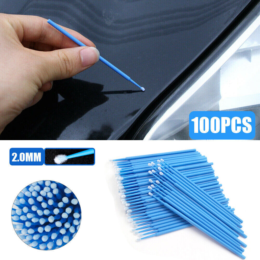 100Pcs 2mm Tip Micro Applicators Touch Up Paint Brush Tool Kit Car Accessories