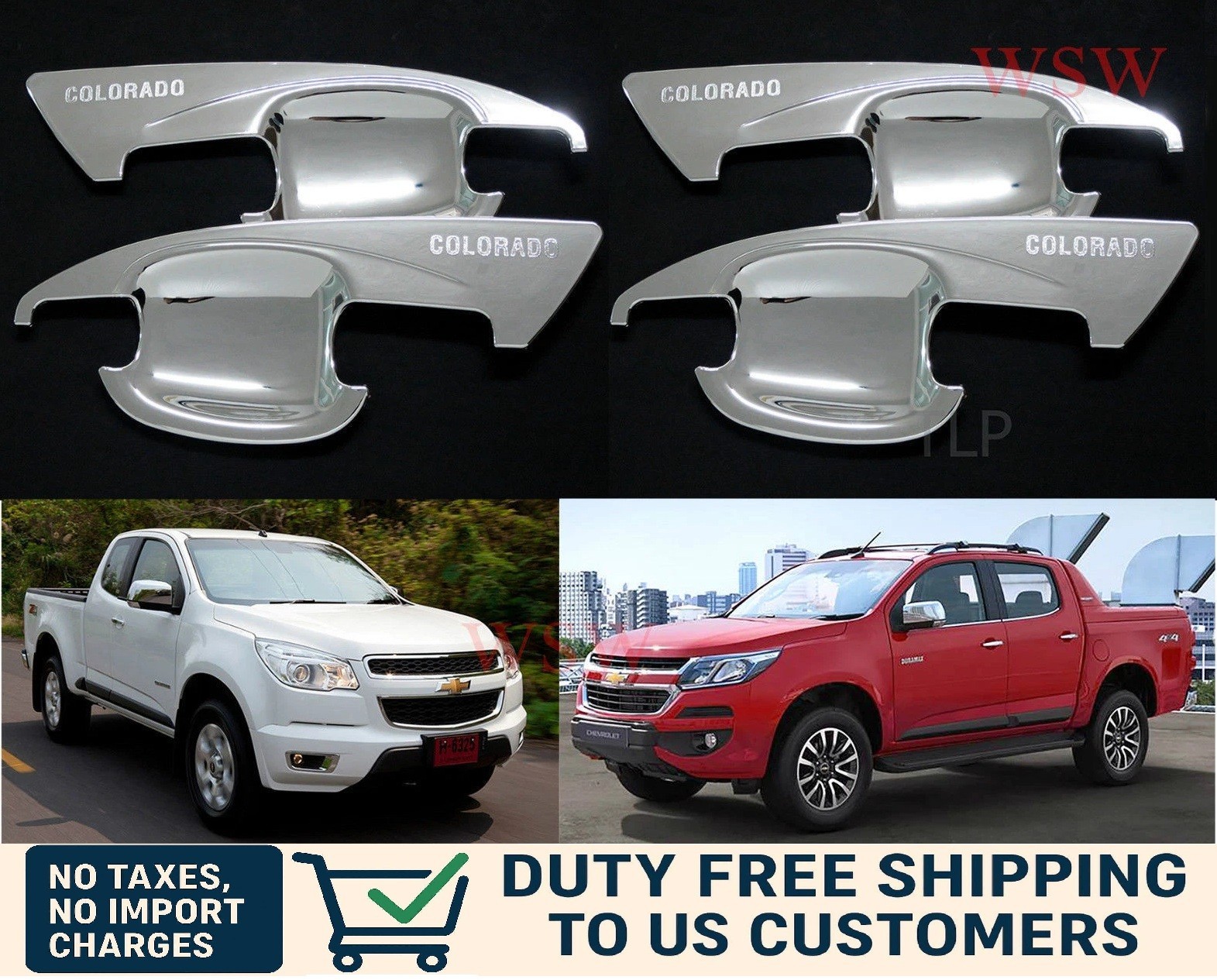 CHROME COVER DOOR HANDLE INSERT BOWL FOR CHEVROLET COLORADO 4DOORS 2012-2019 LTZ