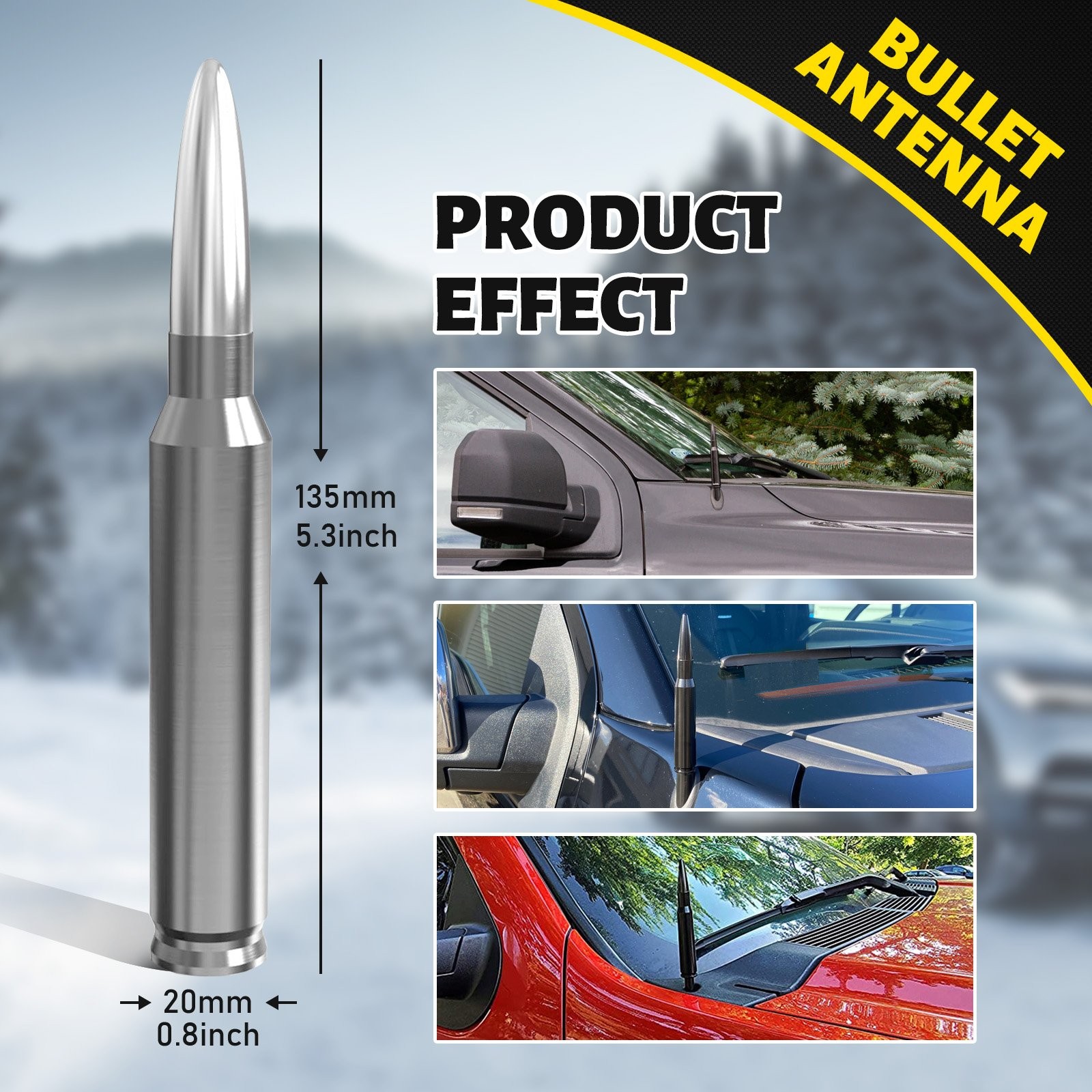 5.3inch Car Bullet Antenna Fit For 2007-2021 GMC Sierra Chevrolet Silverado
