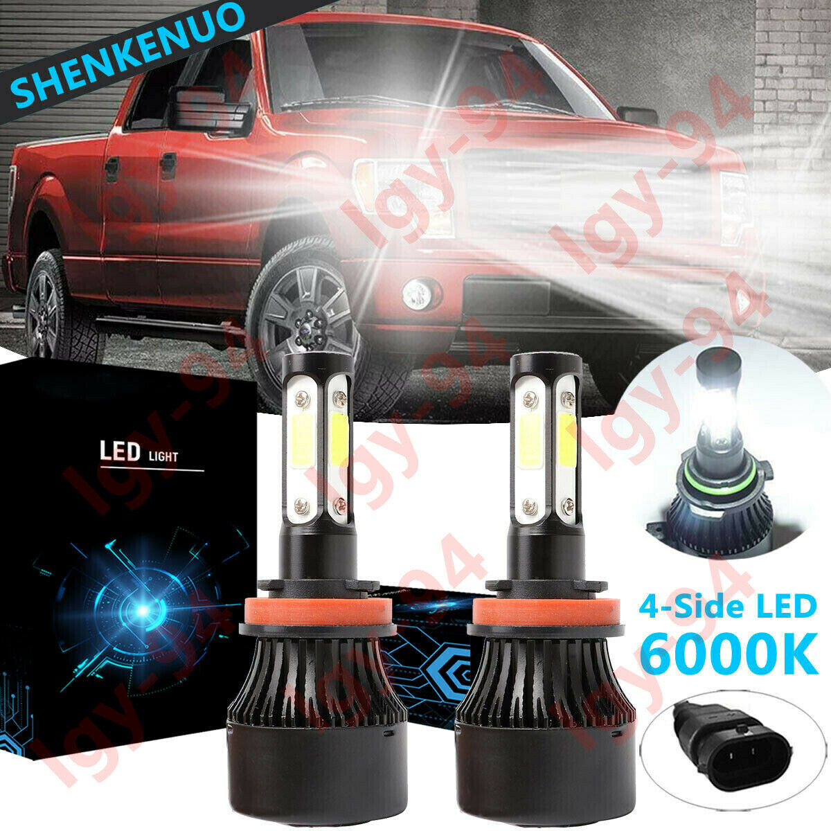4Side H11 LED Headlight Bulb Low Beam 6000K White 100W For Ford F-150 2015-2019