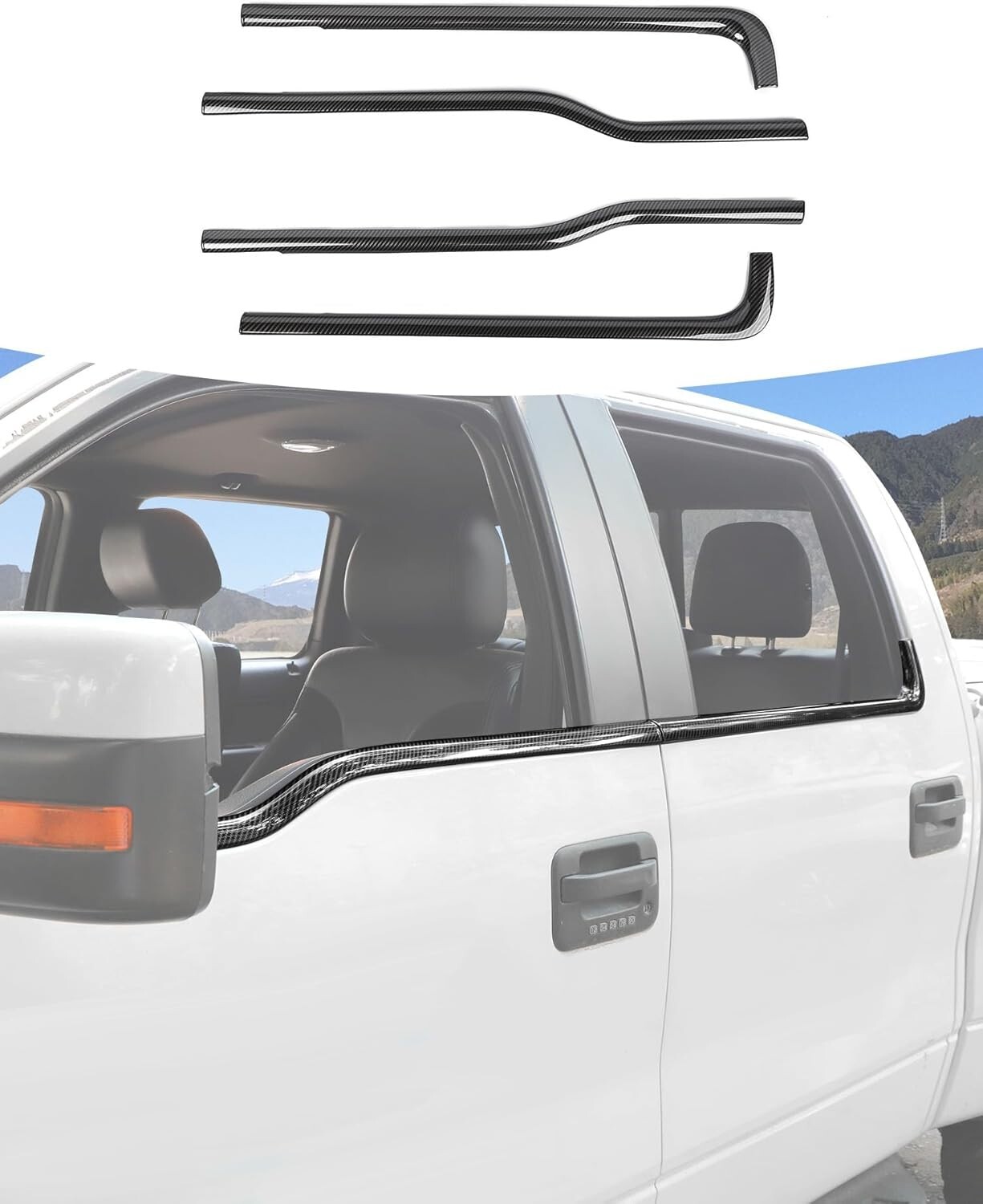 FORD F150 RAPTOR 09-14 LOWER WINDOW TRIM CARBON FIBER STYLE Cover Molding Strip