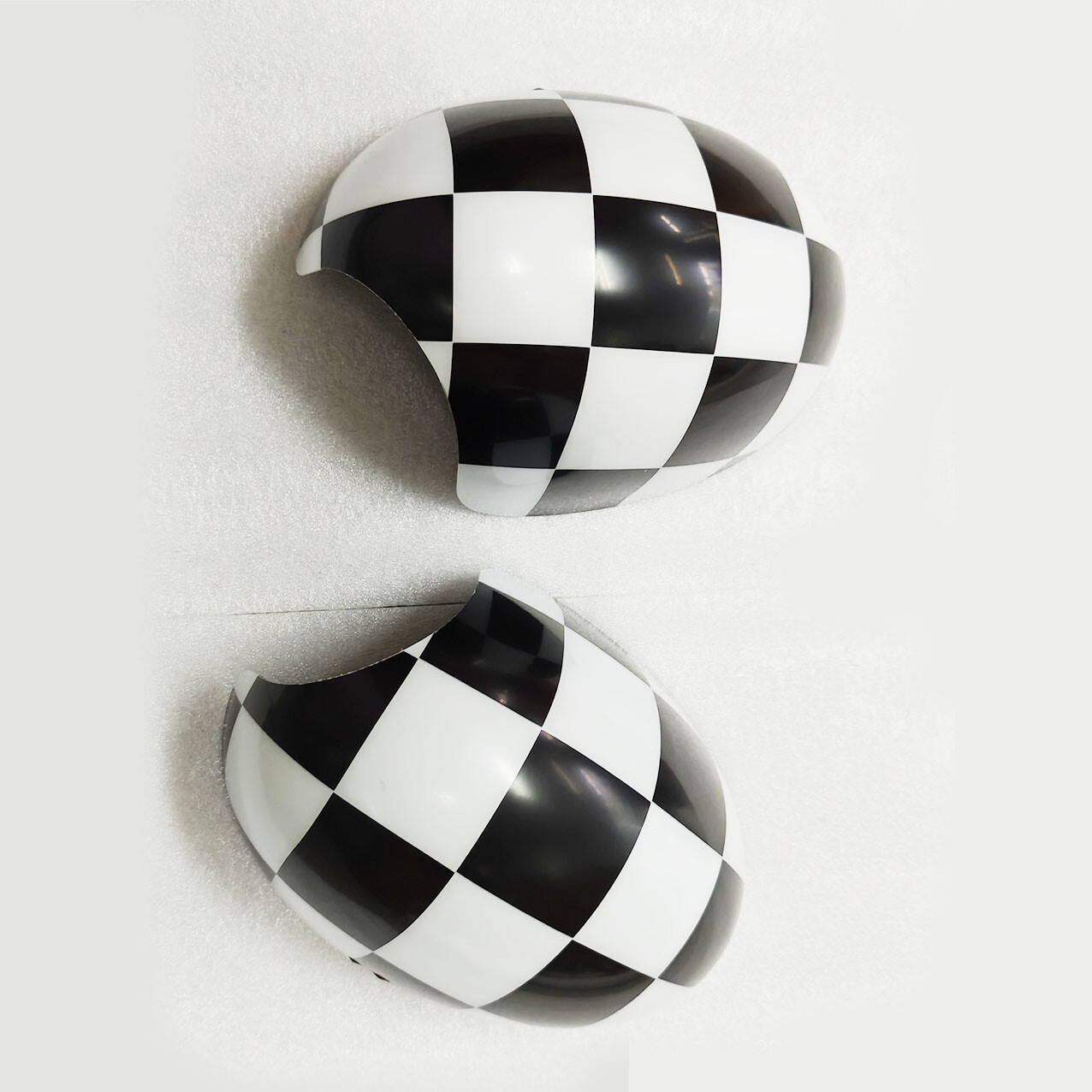 Checkered Manual Fold Side Mirror Cover Replace For MINI Cooper R55 R56 R57 R60