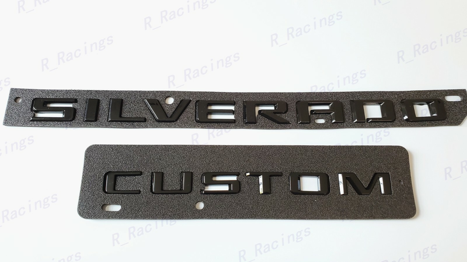 2PCS Tailgate Gloss Black Silverado Custom Emblem Letter Fit 2019-2022 Silverado