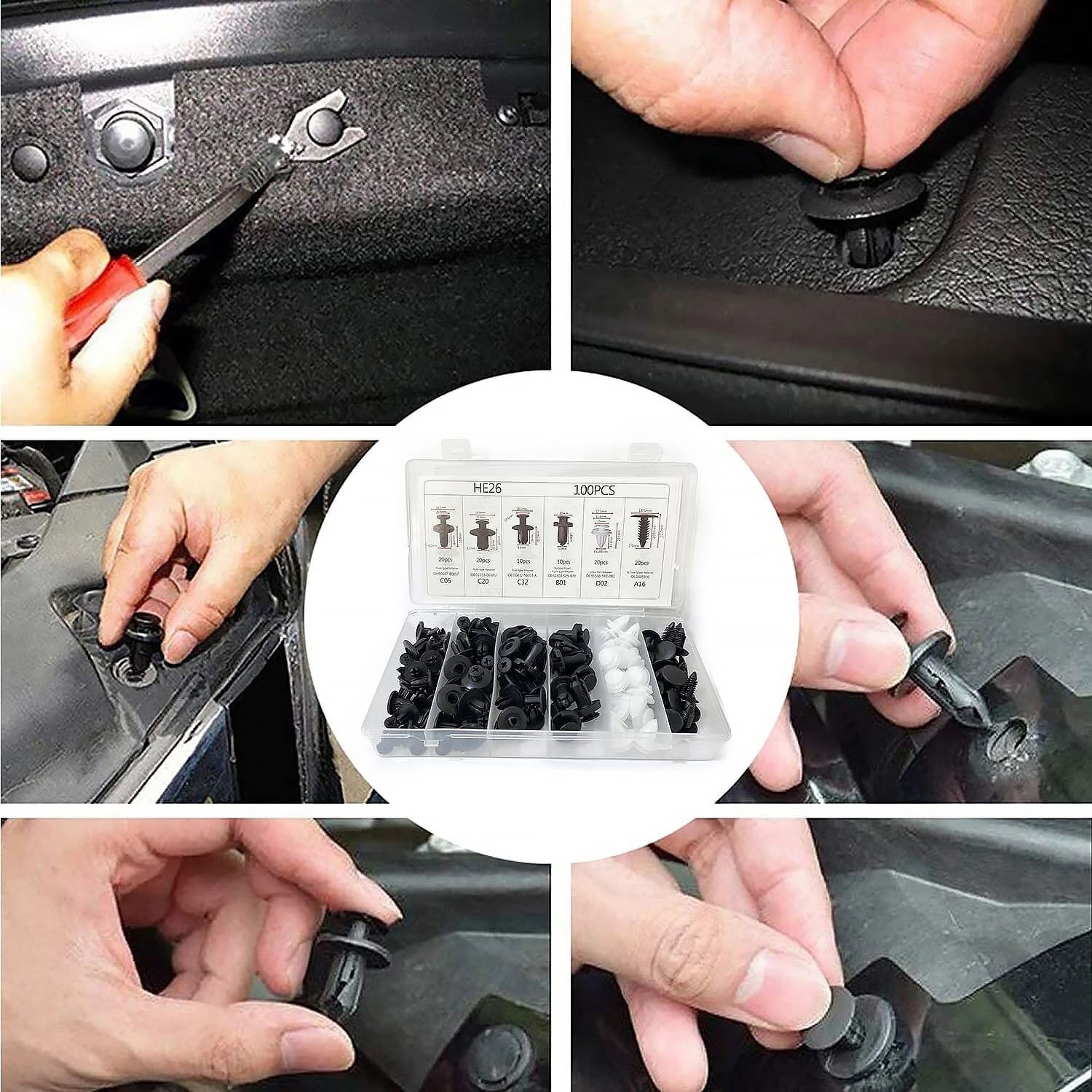 100pcs Bumper Clips FENDER TRIM Car Push Pin Rivet Fastener Retainer 6-Sizes