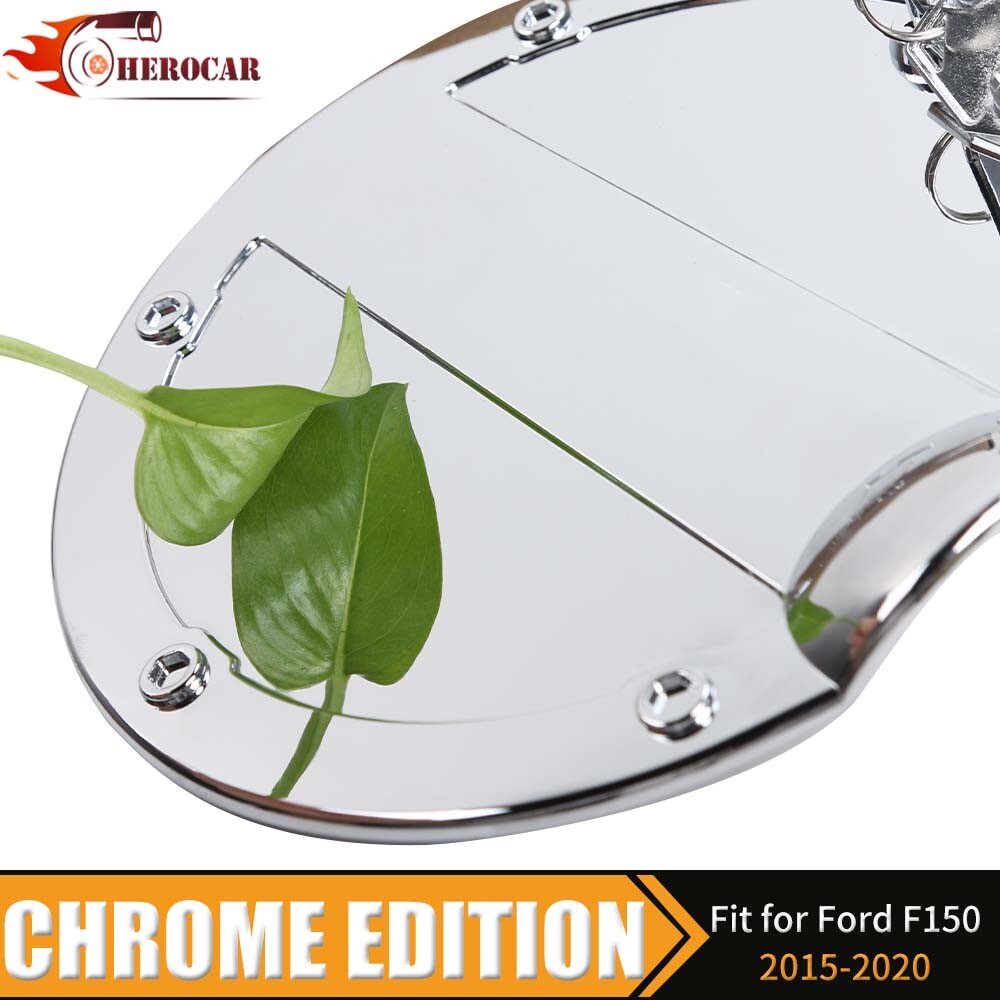 Car Door Gas Cap Cover Locking Fuel Tank Trim For Ford F150 2015-17 Chrome