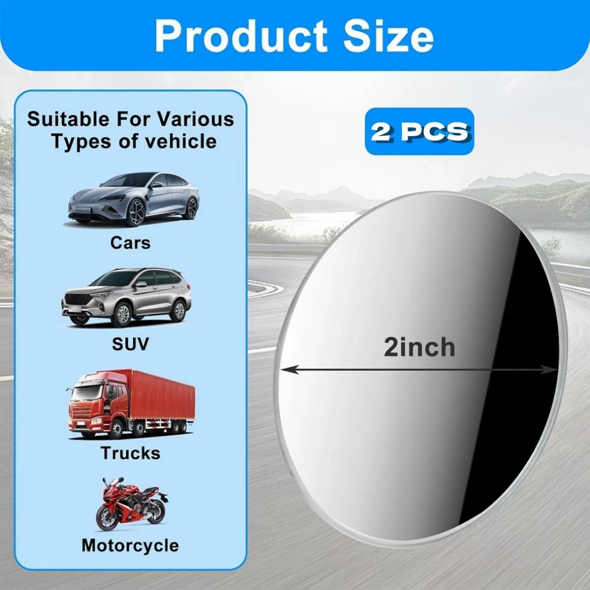 2Pcs Blind Spot Mirror Auto 360° Wide Angle Convex Rear Side View Car Truck SUV