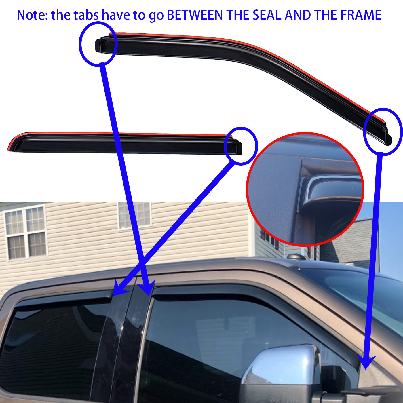 For 17-24 Ford F-250 F-350 Super Duty Super Cab In-Channel Window Visor Vents