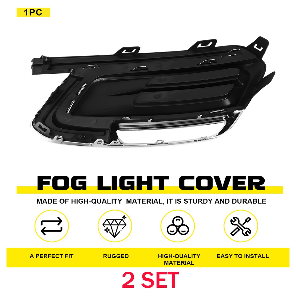 For Chevrolet 2015-2016 Cruze Black & Chrome Fog Light Cover Trim 2X Driver Side