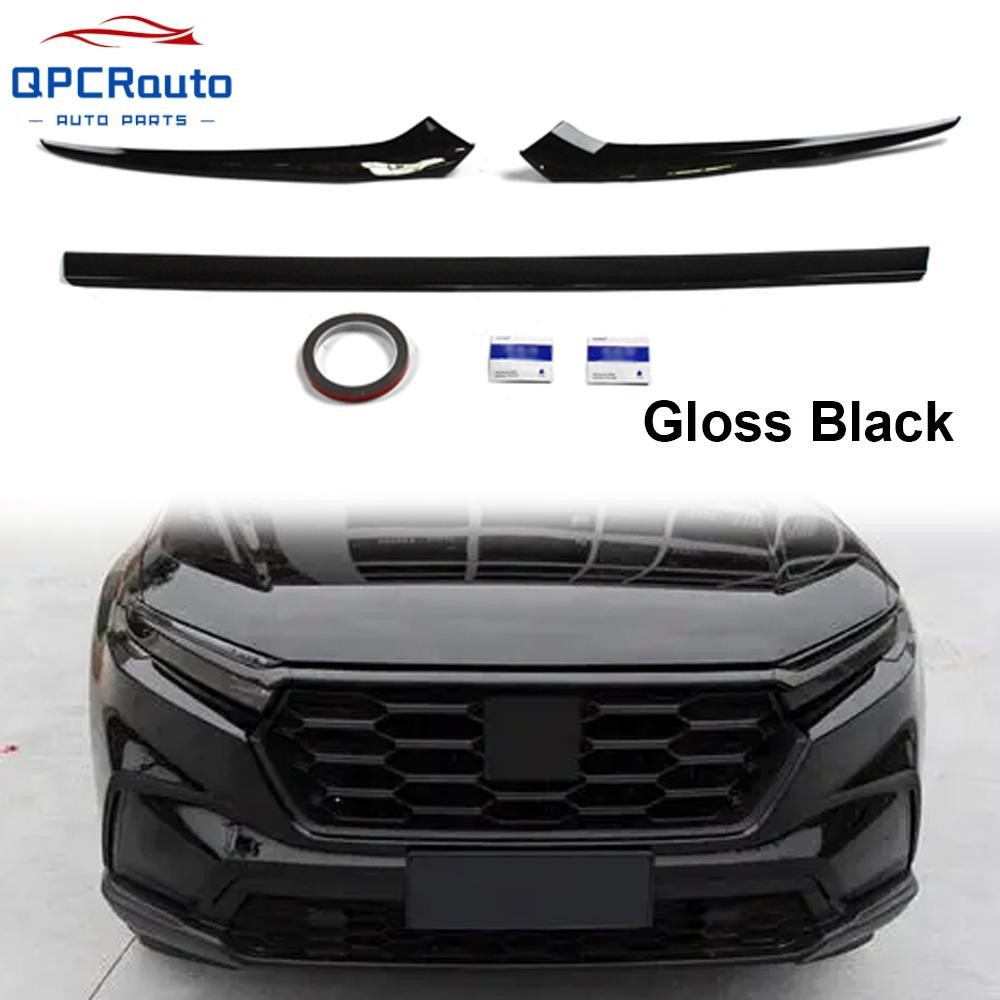 For Honda CR-V 2023 2024 2025 ABS Black Front Bumper Engine Lid Grill Cover Kit