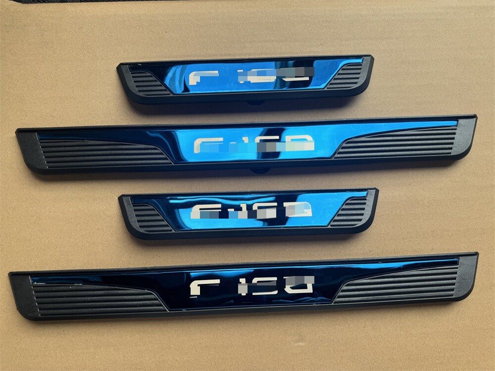 4PCS Blue Door Scuff Sill Cover Panel Step Protector for F150 Accessories