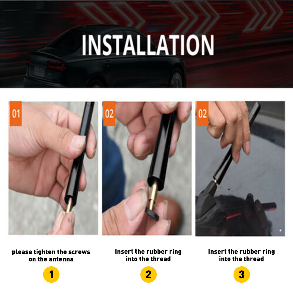Real Carbon Fiber 3 Inch Short Antenna JDM Style AM/FM Radio Aerial Whip Black