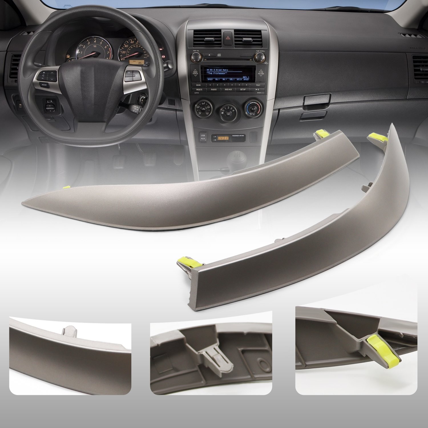 Pair Upper Side Center A/C Vent Trim Strip For Toyota Corolla 2009-2013