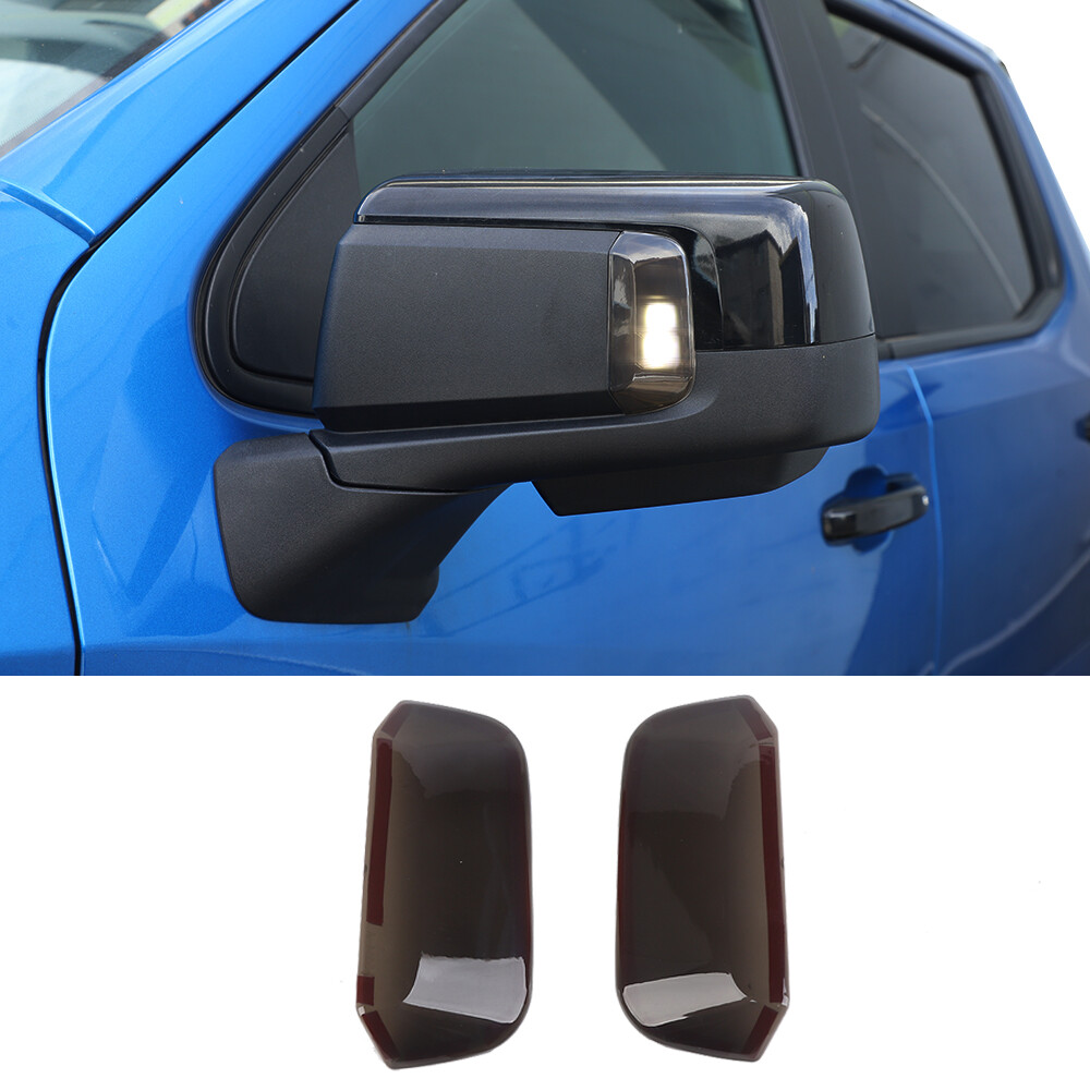 Rearview Side Mirror Turn Signal Light Trim For Chevy Silverado 2019+ Blackened