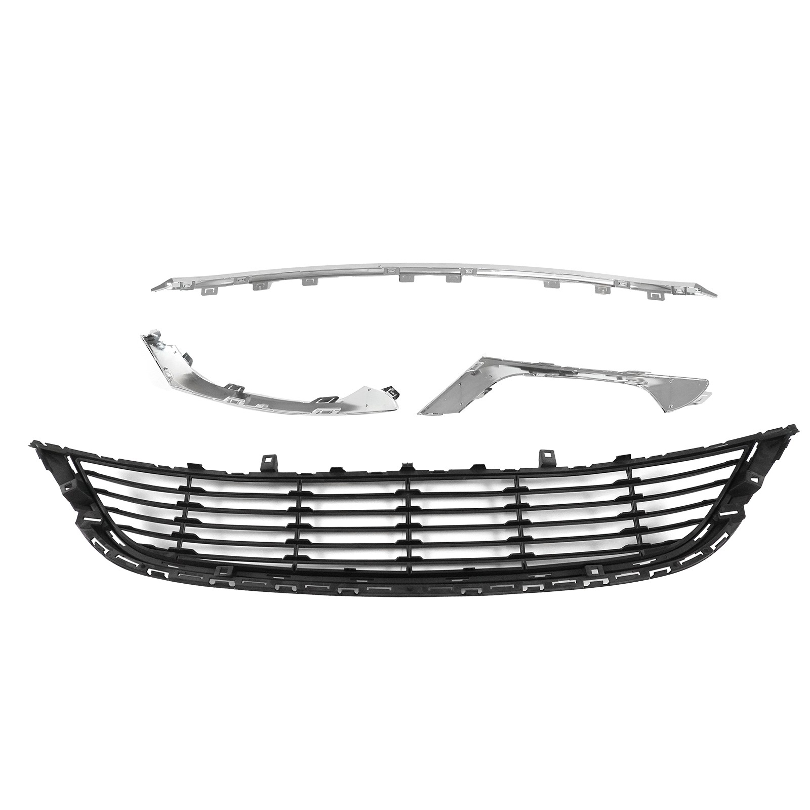 For Chrysler 200 2015-17 Chrome Front Bumper Trims + Unfinished Lower Grille Set