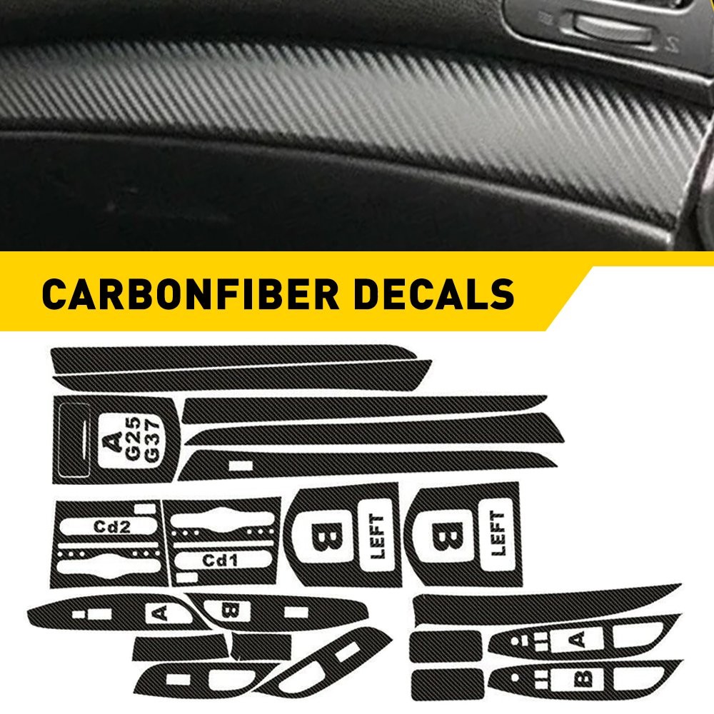 For 2010-2016 Infiniti G25 G37 Carbon Fiber Pattern Interior DIY Trim Decals