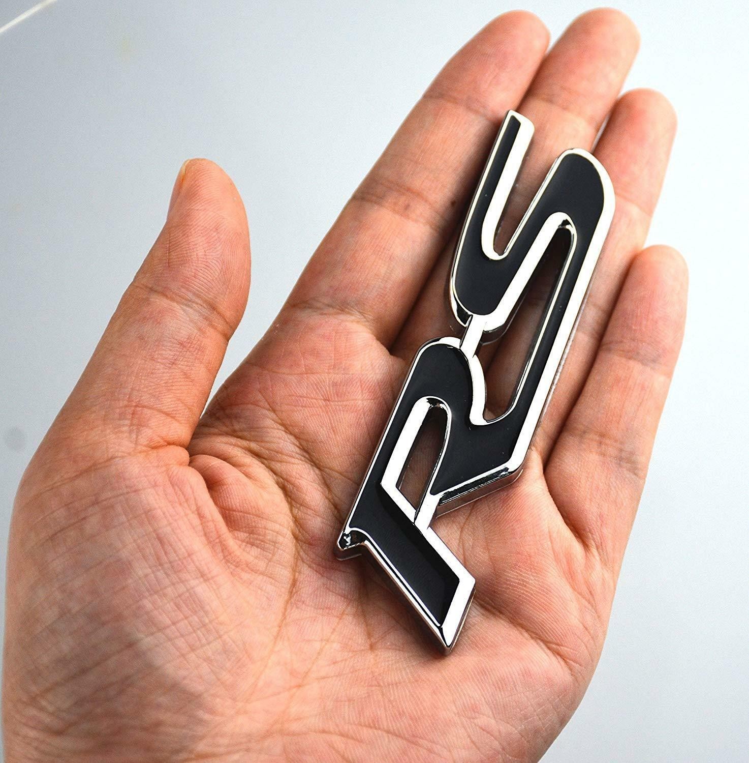 1Pc Chrome Black RS Emblem Racing Sport Logo 3D Metal Badge For Camaro