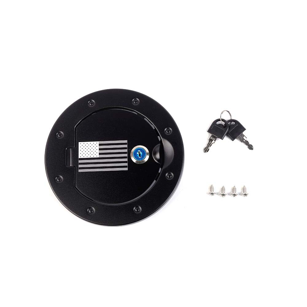 Fuel Filler Door Steel Gas Fuel Tank Cap Cover+Lock for 07-18 Jeep Wrangler JK