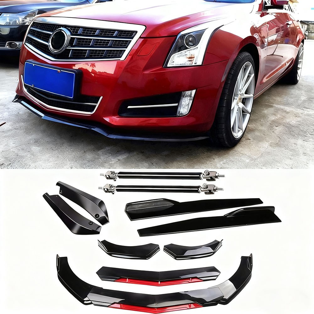 For Cadillac ATS 2013-2017 Front Bumper Lip+Side Skirt+Rear Lip+Strut Rods Kits