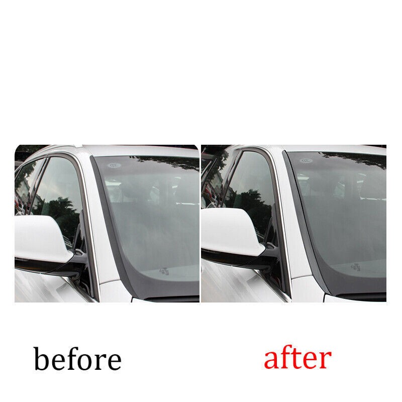 Fit For Audi Q5 2009-17 Black Car Steel Front Windshield Side Strips Cover Trim
