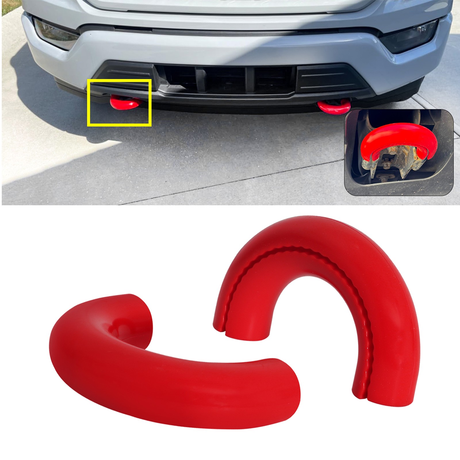 2Pcs Red D-Ring Tow Hook Cover for Ford F150 2004-2024 Exterior Accessories US
