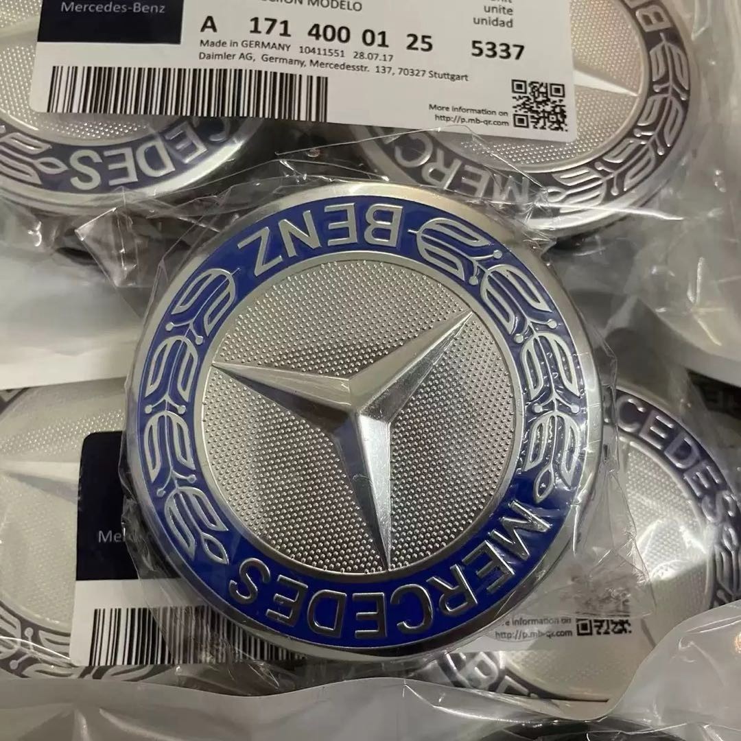 ⭐️4PCS For Mercedes Benz C300 Blue Wheel Center Caps Emblem Rim Hub Cover Badge