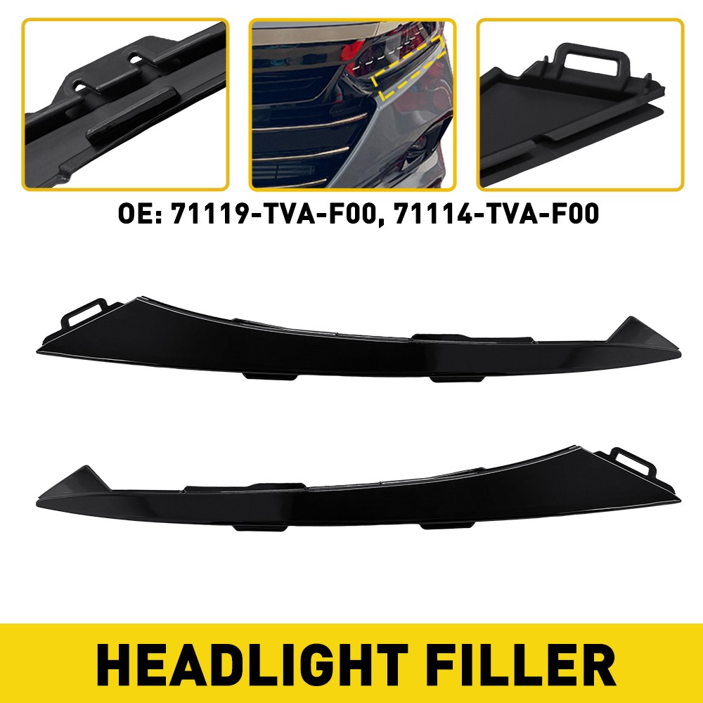 For 2021-2022 Honda Accord Left Right Front Headlight Lower Molding Trim Gloss Y