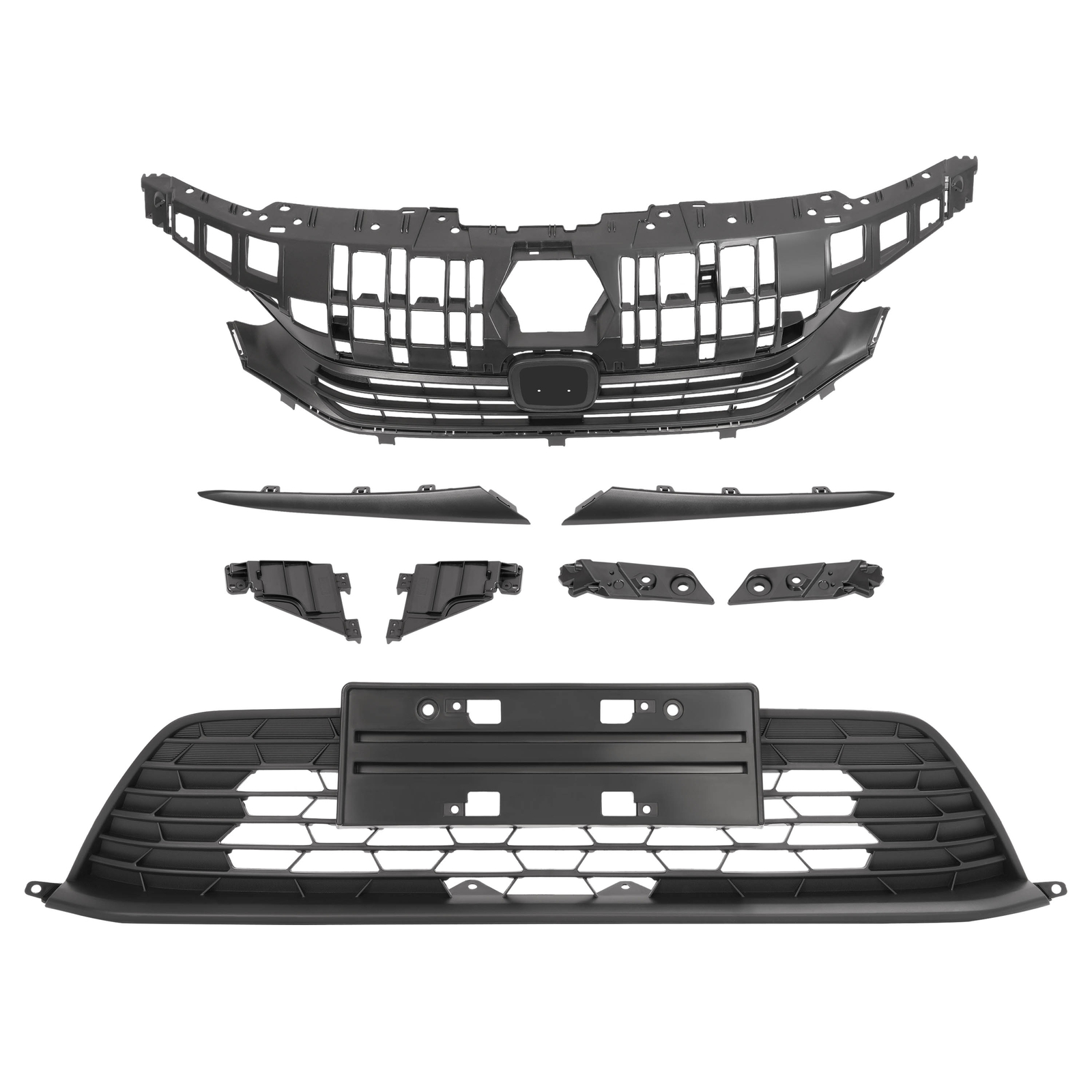 Front Bumper Upper & Lower Grill W/ Headlight Eyelid For Honda Civic 2022-2023