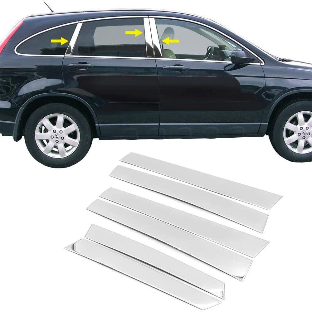 6x Chrome Pillar Posts Door Trim For 2007-2011 Honda CRV Mirror Cover Window