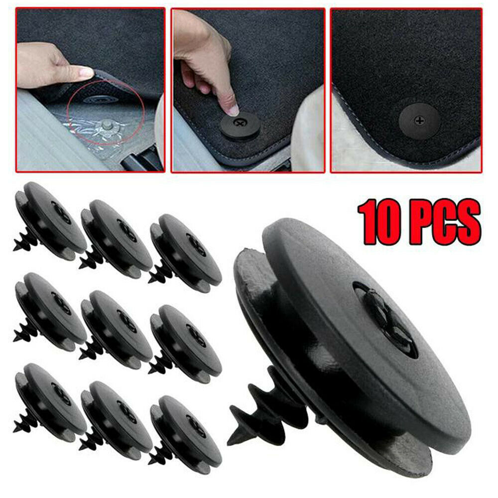 10pcs Car Accessories Floor Mat Carpet Clips Fixing Grip Clamps Retainer Black