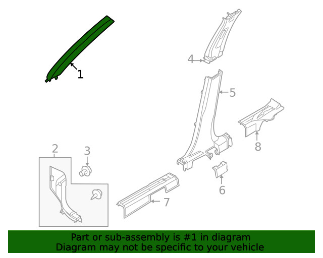Genuine Nissan Body A-Pillar Trim Panel 76911-6RR2B
