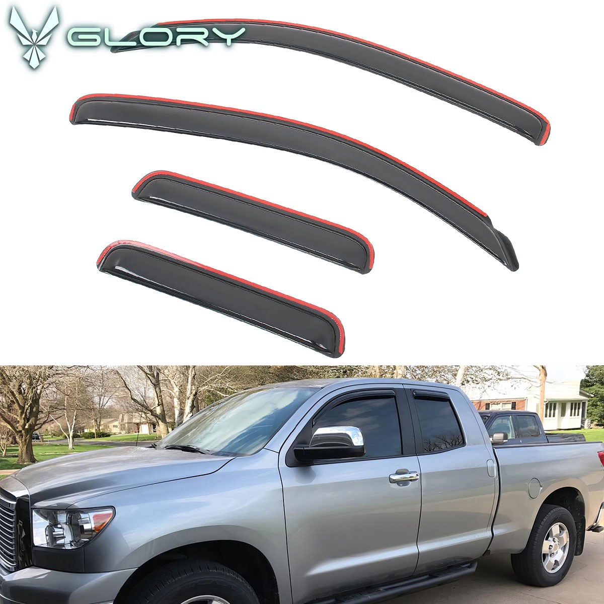 Fits 2007-2021 Toyota Tundra Double Cab In Channel Window Visors Vent Shade