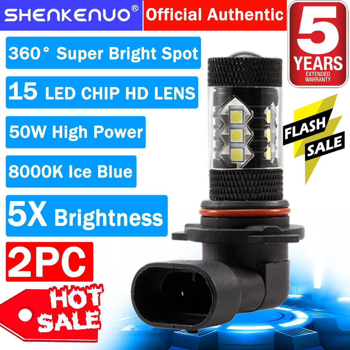For Chrysler 300 300C 2005-2009 – 2PC 8000K Ice Blue LED Fog Light Bulbs Kit