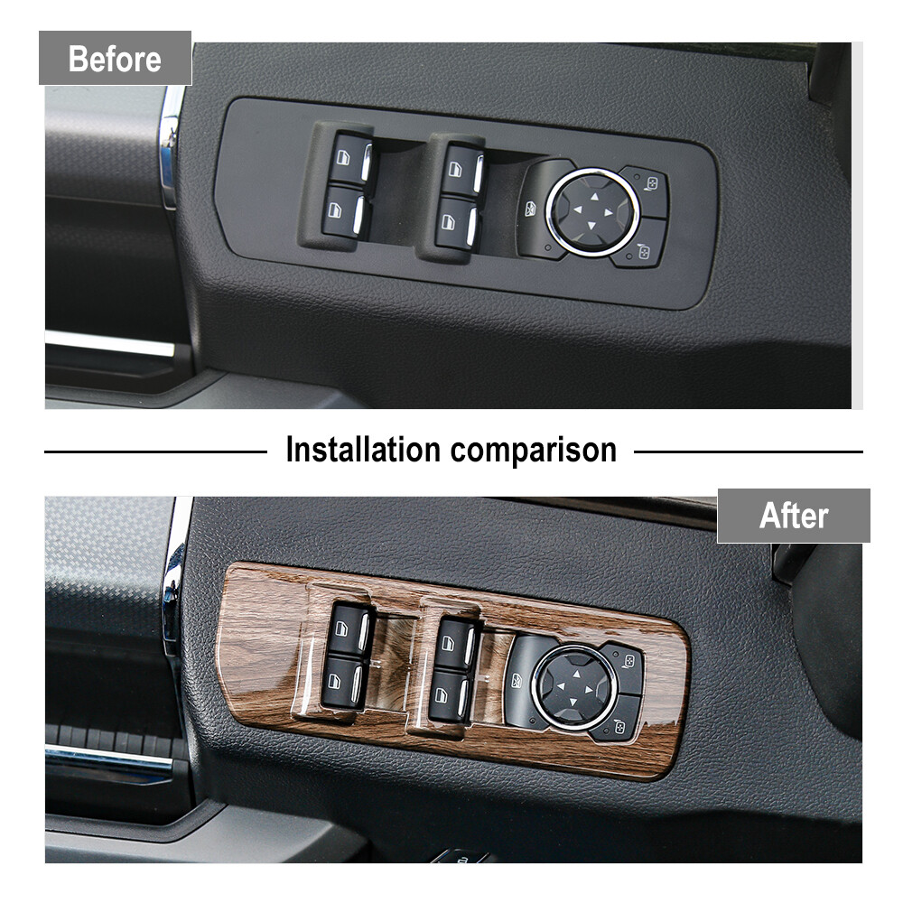 Wood Grain Interior Window Lift Panel Switch Trim Cover For Ford F150 2015-2020