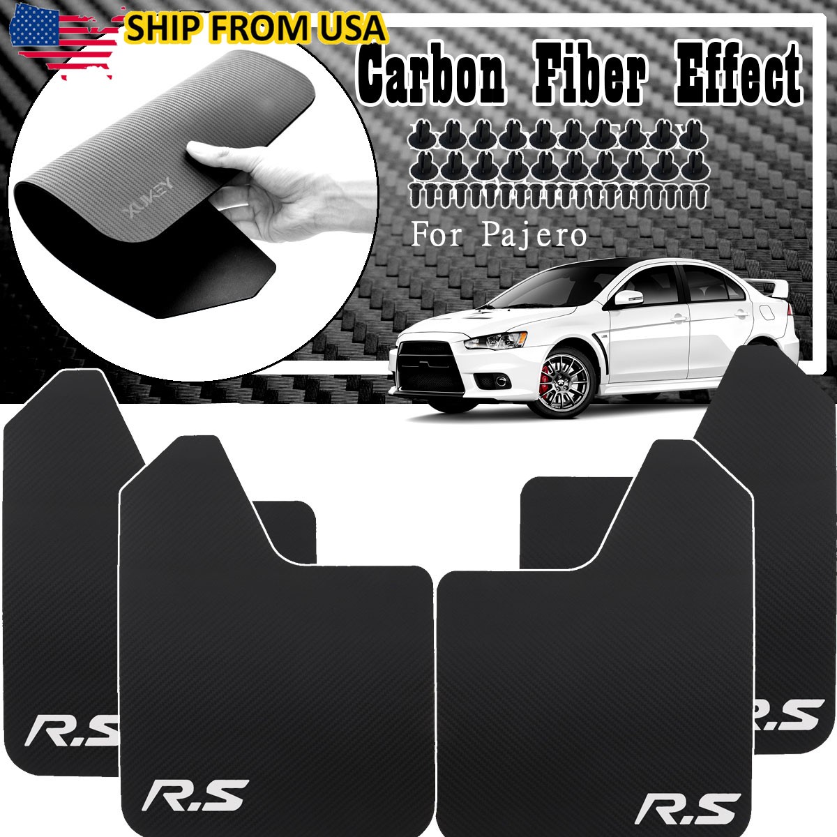 4PCS Front&Rear Black Universal Splash Guards Mud Flaps for Toyota Car Pickup
