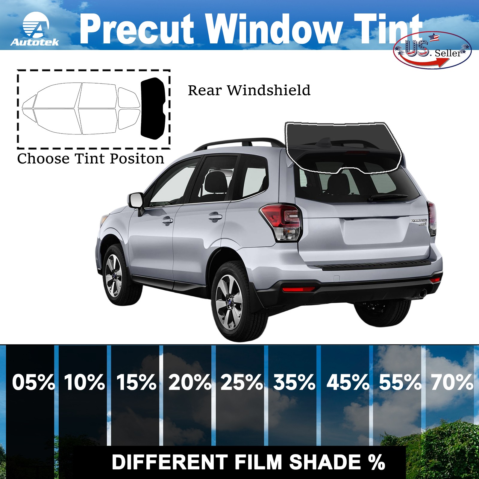 Window Privacy Film PreCut Window Tint 2Ply For 2014-2018 Subaru Forester