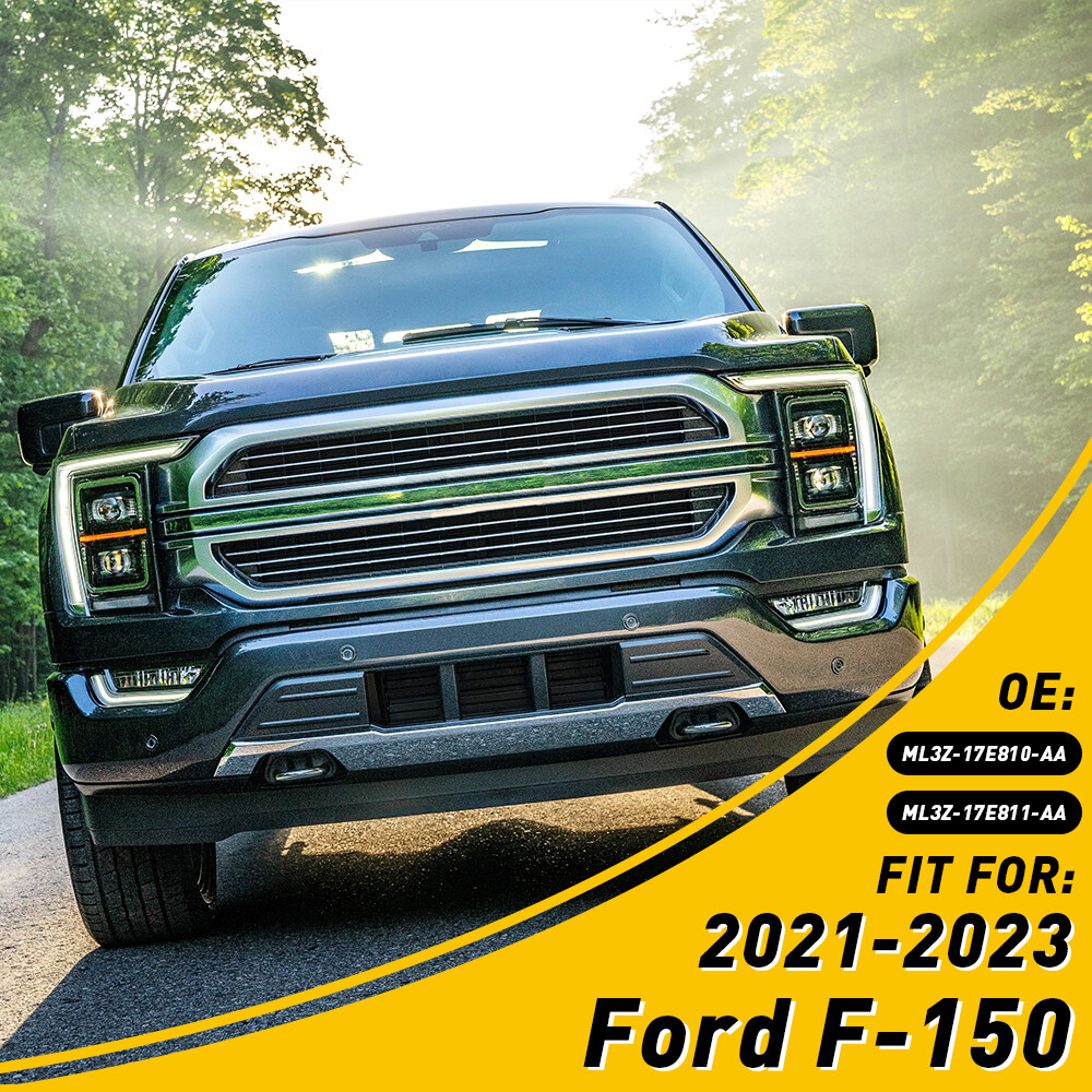 Set Front Bumper Guards Inserts Pads End Caps Cover Trim For Ford F150 2021-2023