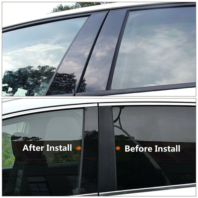 6x Black Polycarbonate Door Window Pillar Posts For Toyota Highlander 2001-2007