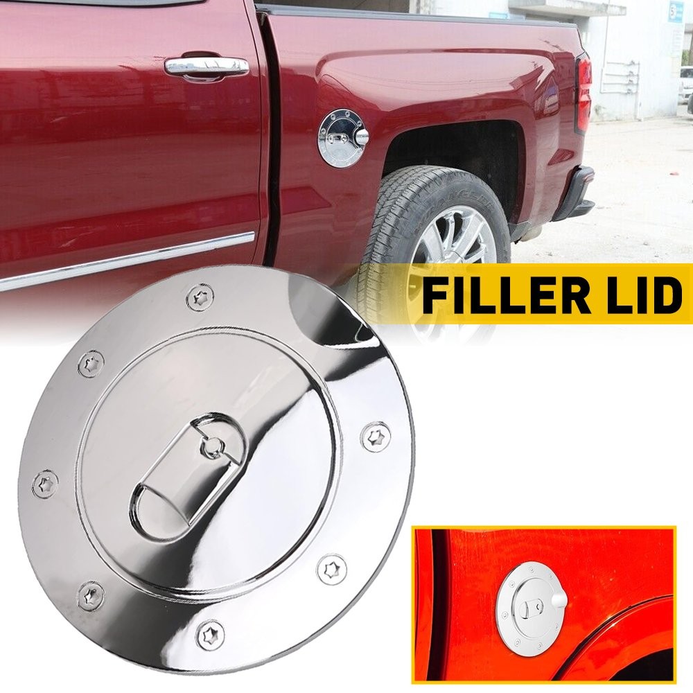 Fuel Gas Tank Lid Filler Door Cap Chrome ABS For 2007-2014 GMC Sierra 2500/3500