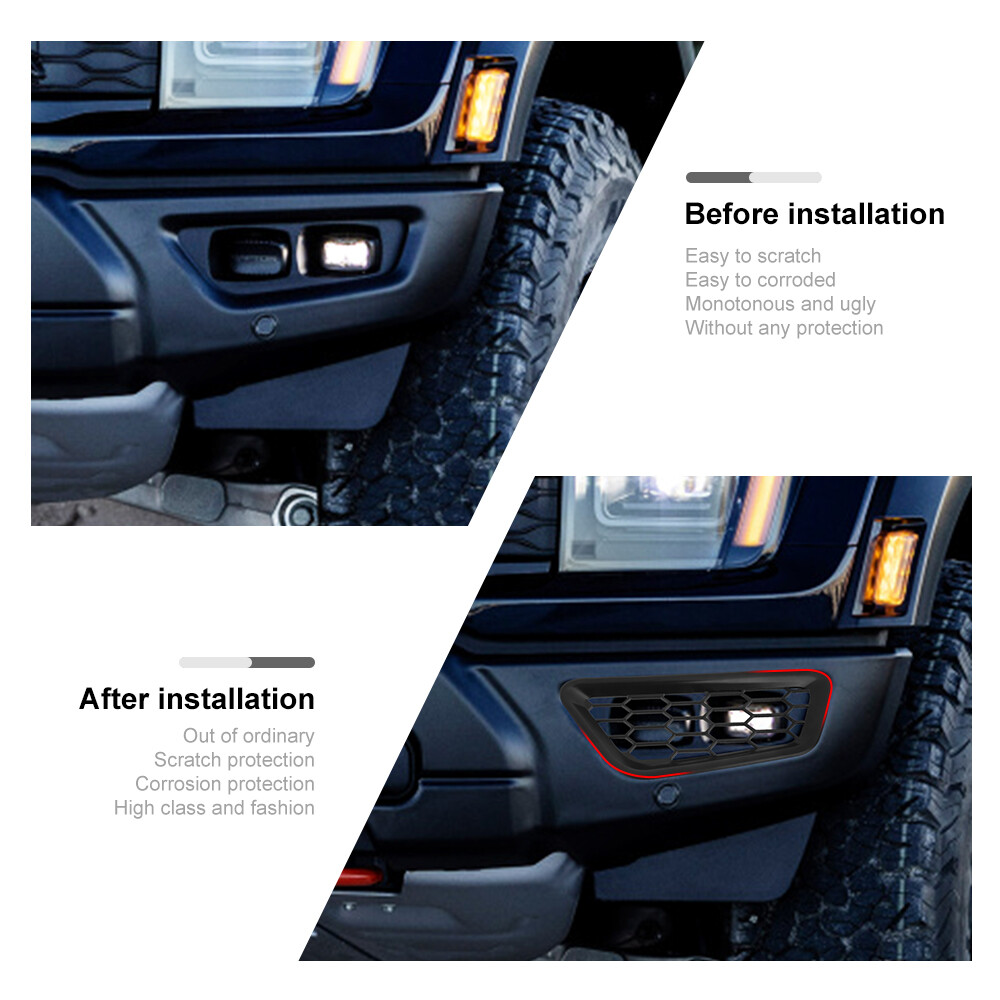 Front Bumper Honeycomb Trim Cover For Ford F150 Raptor 2021-25 Black Accessories